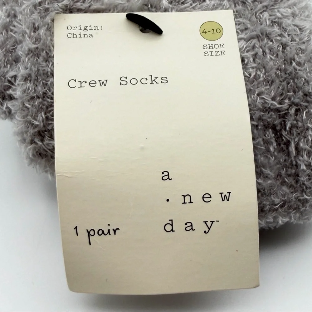 A New Day Women's Plush Faux Fur Socks Gray White Cozy Winter Cold